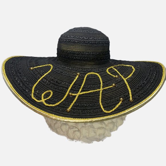 Black Wide Brim WAP Embellished Sun Hat Excellent Condition main image 10